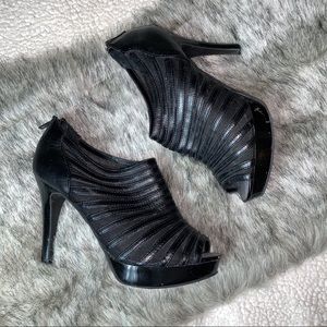Nine & Co. | Black Mesh Platform Heels